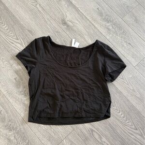 H&M Black Fitted Crop T-Shirt Short Sleeve